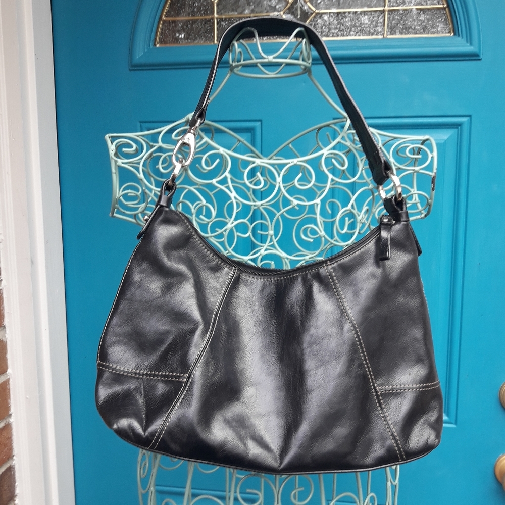 Genuine Leather Purse Handbag Shoulder Bag Black